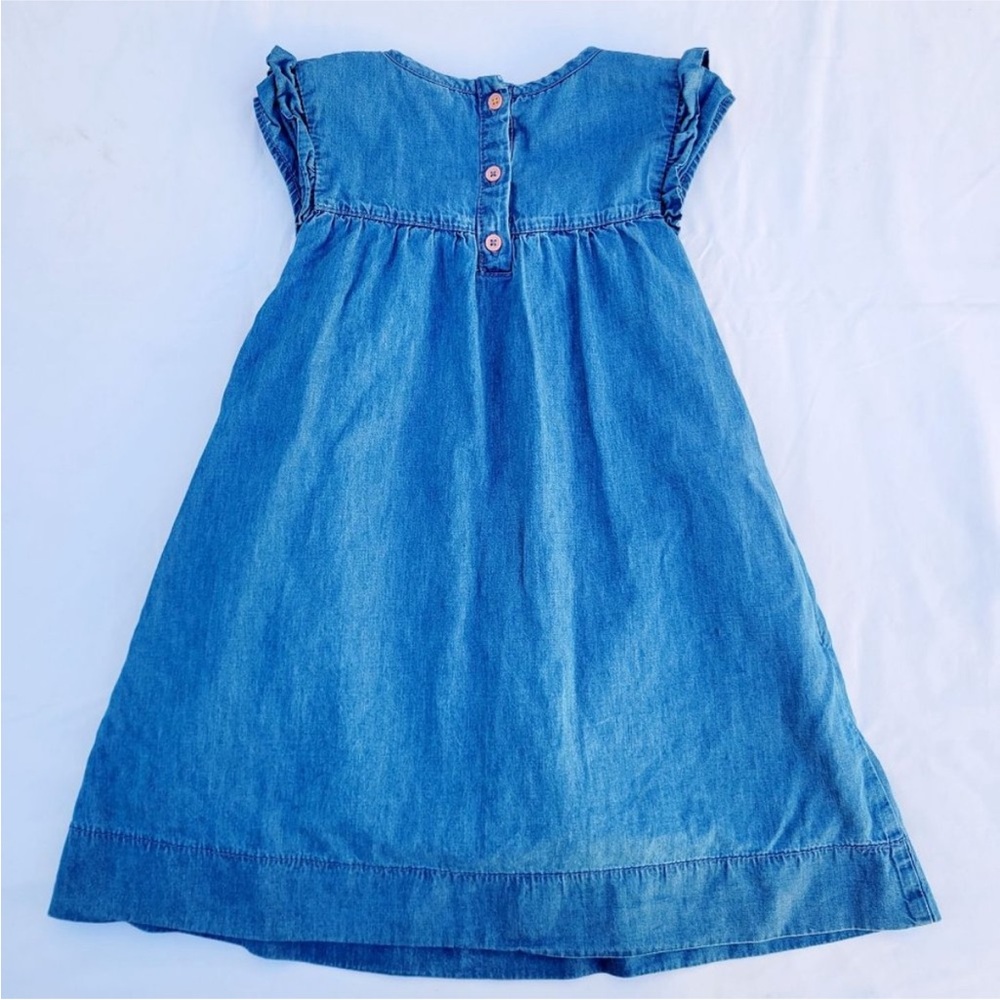 Mini Boden Chambray Denim Floral Lined Dress with Pockets - Picture 2 of 6